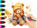 Игра Книжка за оцветяване: Есенна мечка  онлайн