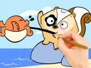Игра Книжка за оцветяване: Риболовна изненада  онлайн