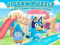 Jigsaw Puzzle: Bluey & Bingo Obstacle Course — безплатна онлайн игра
