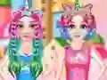 Princesses Rainbow Unicorn Hair Salon — безплатна онлайн игра