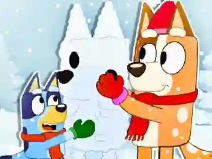 Jigsaw Puzzle: Bluey Christmas Snowman — безплатна онлайн игра
