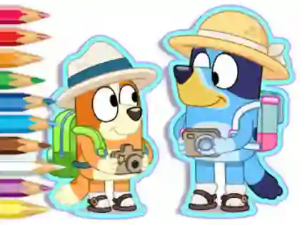 Coloring Book: Bluey Camping — безплатна онлайн игра