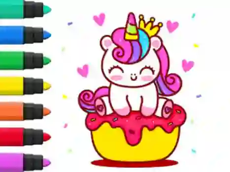 Coloring Book: Unicorn Cupcake — безплатна онлайн игра
