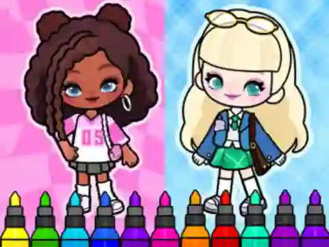 Coloring Book: Aha World Sporty Girl — безплатна онлайн игра