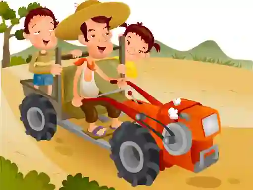 Cartoon Tractor Puzzle — безплатна онлайн игра