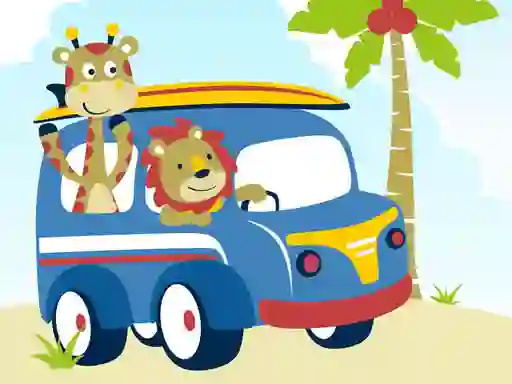 Cute animals with cars difference — безплатна онлайн игра