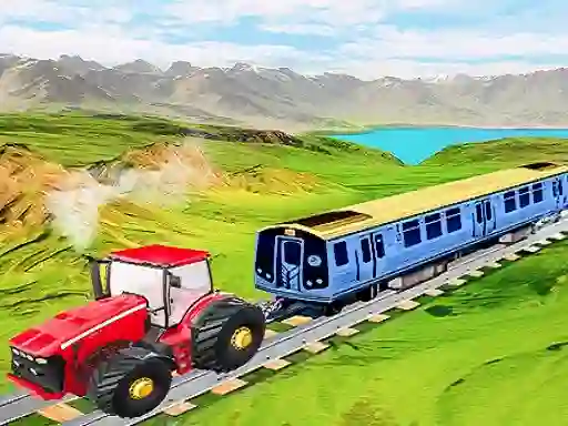 Chained tractor towing train — безплатна онлайн игра