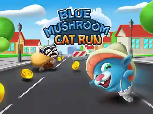 Blue Mushroom Cat Run — безплатна онлайн игра