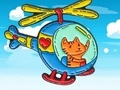 Игра Книжка за оцветяване: Котка, управляваща хеликоптер  онлайн