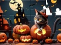 Игра Пъзел: Котка за Хелоуин  онлайн