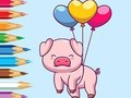 Игра Книжка за оцветяване: прасенце с балон  онлайн
