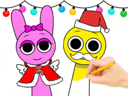 Игра Книжка за оцветяване: Sprunki Christmas  онлайн