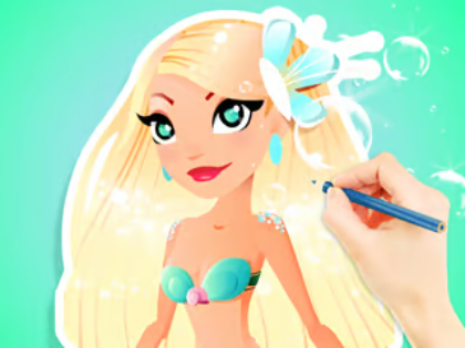 Игра Книжка за оцветяване: Aqua Mermaid  онлайн