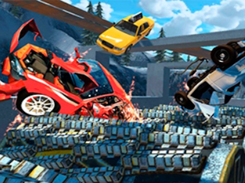 Игра Beam Drive: Автомобилна катастрофа в яма  онлайн