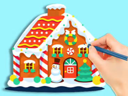 Игра Книжка за оцветяване: Gingerbread Hut  онлайн