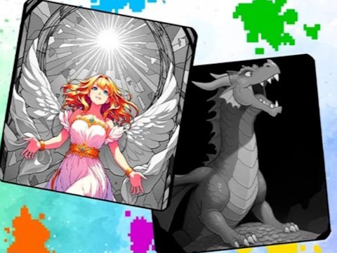 Игра Цветни пиксели оцветяване по числа  онлайн