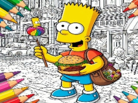 Игра Обратно към училищната книга за оцветяване на Simpsons  онлайн