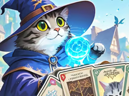 Игра Пъзел на мозайката: Арена на Cat's Card  онлайн
