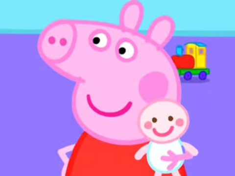 Игра Пъзел на мозайка: Peppa Pig New Baby  онлайн