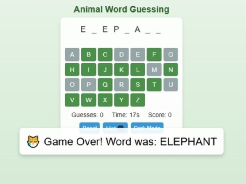 Игра Игра за отгатване на животински думи  онлайн